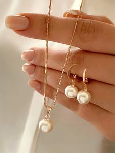Conjunto de 3 piezas: collar y aretes, ideal para mujeres en el día a día, regalo para San Valentín, aniversario de boda o fiesta; joyería