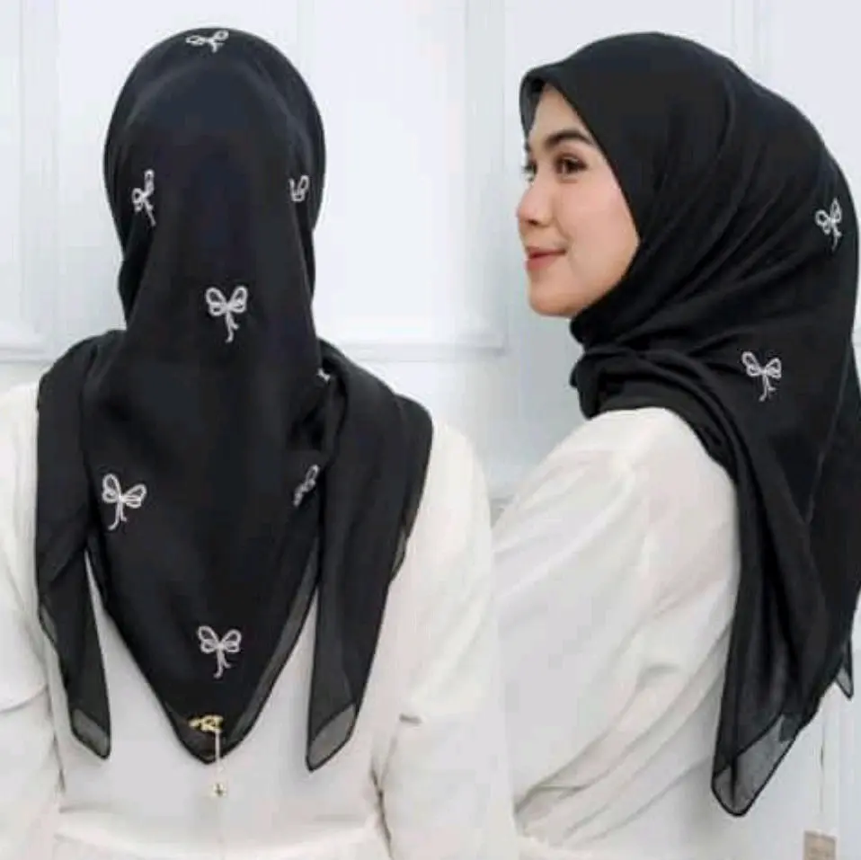 hijab paris segiempat coquette pita kecil terbaru
