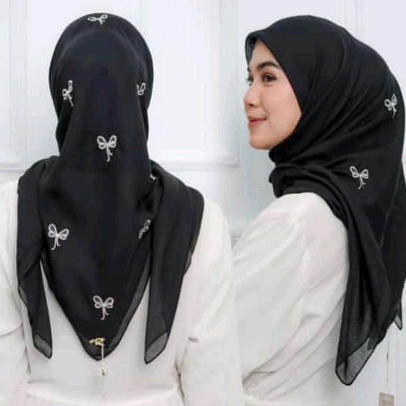 hijab paris segiempat coquette pita kecil terbaru 1