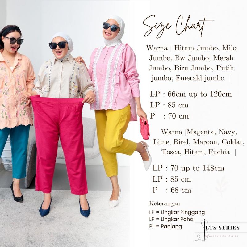 Celana Panjang Wanita Jumbo Kekinian Bahan Linen New Terbaru - Biru Hitam 2