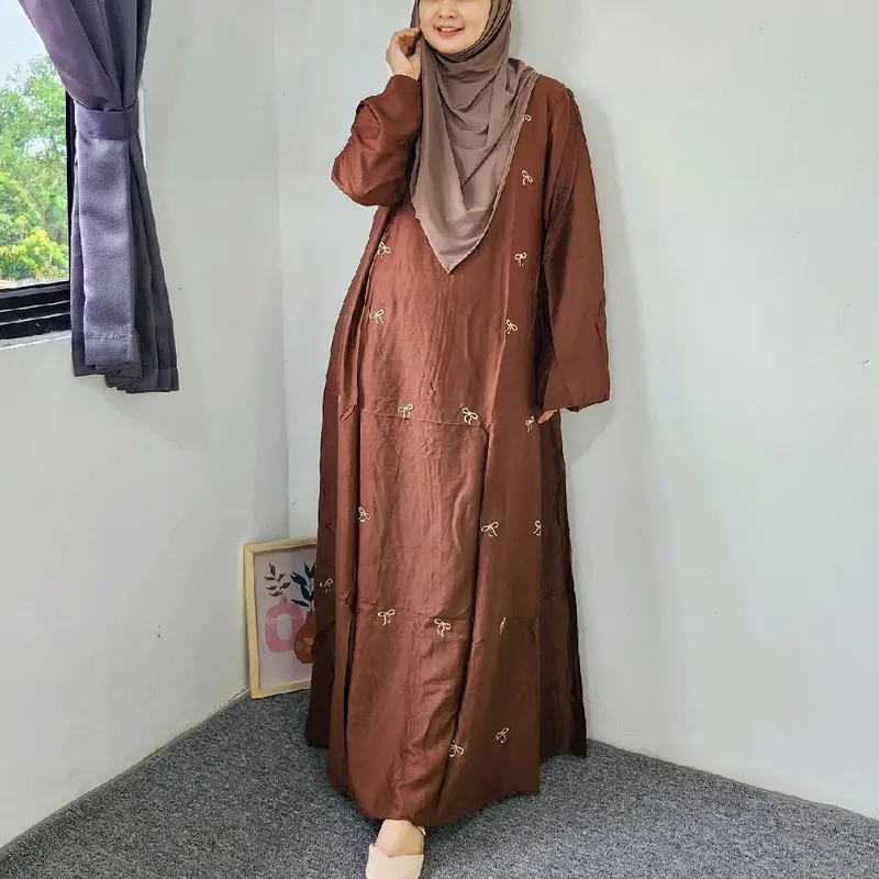 Abaya Pita Bordir/ Abaya Coquette/ Ribbon Abaya Wanita Muslim 3