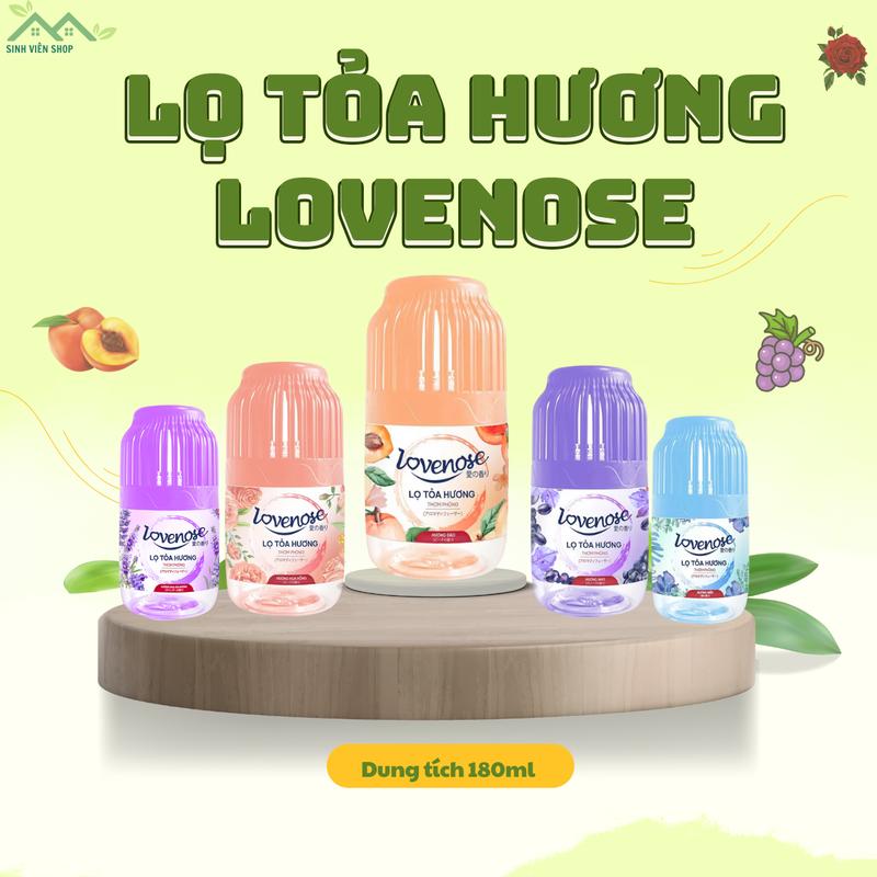 Lọ tỏa hương Lovenose thơm phòng thế hệ mới dung tích 180 ml, sáp thơm khử mùi hương đào, nho, hoa hồng, biển, lavender, thơm lâu tới 60 ngày Dầu Thơm Phòng Dầu Thơm