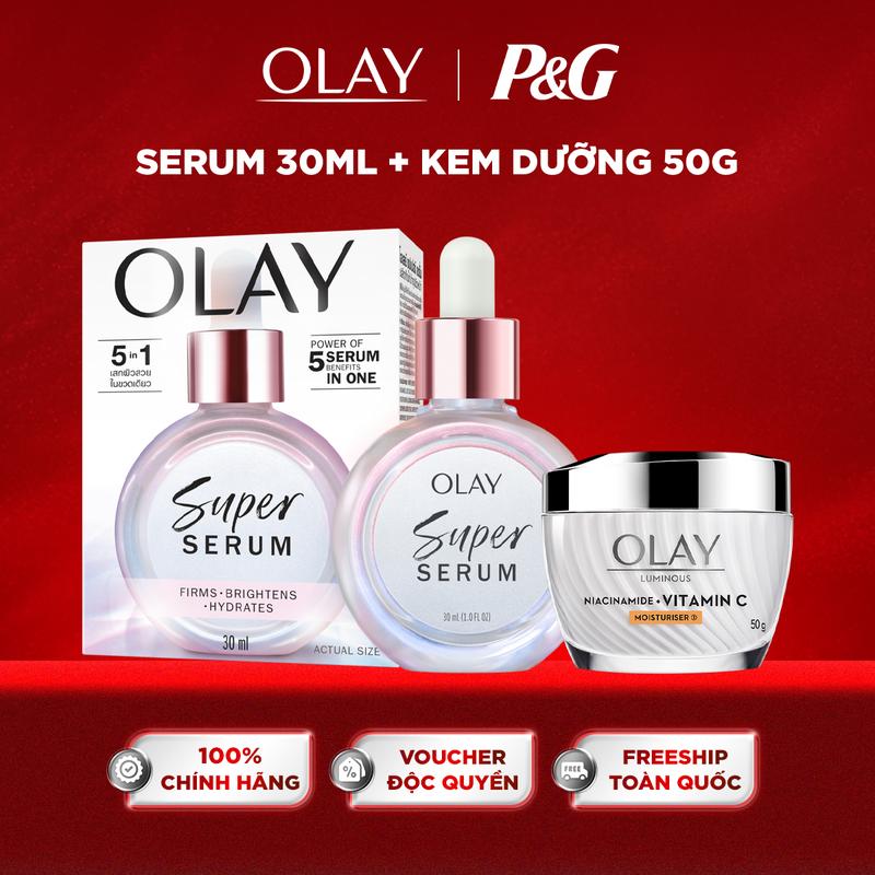  Combo: Super Serum 5IN1 + Kem dưỡng OLAY Luminous Niacinamide & Vitamin C  50G +30ML  