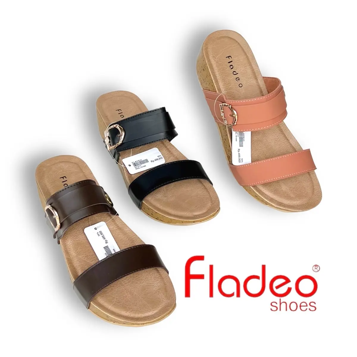 Wedges Matahari Kekinian Wanita Fladeo Tinggi 5cm Selop Sandal Ukuran 37-40 - Shoes, Heels Sendal Cewek