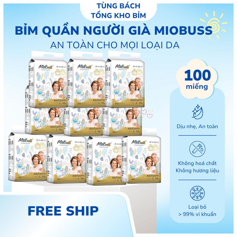   Bỉm quần  Combo 100 miếng  10 bịch  Bỉm quần người già Miobuss đủ size M L XL từ 40-70kg 