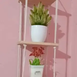 Rak ambalan macrame no10  hiasan dinding macrame aesthetic rajutan macrame Kayu