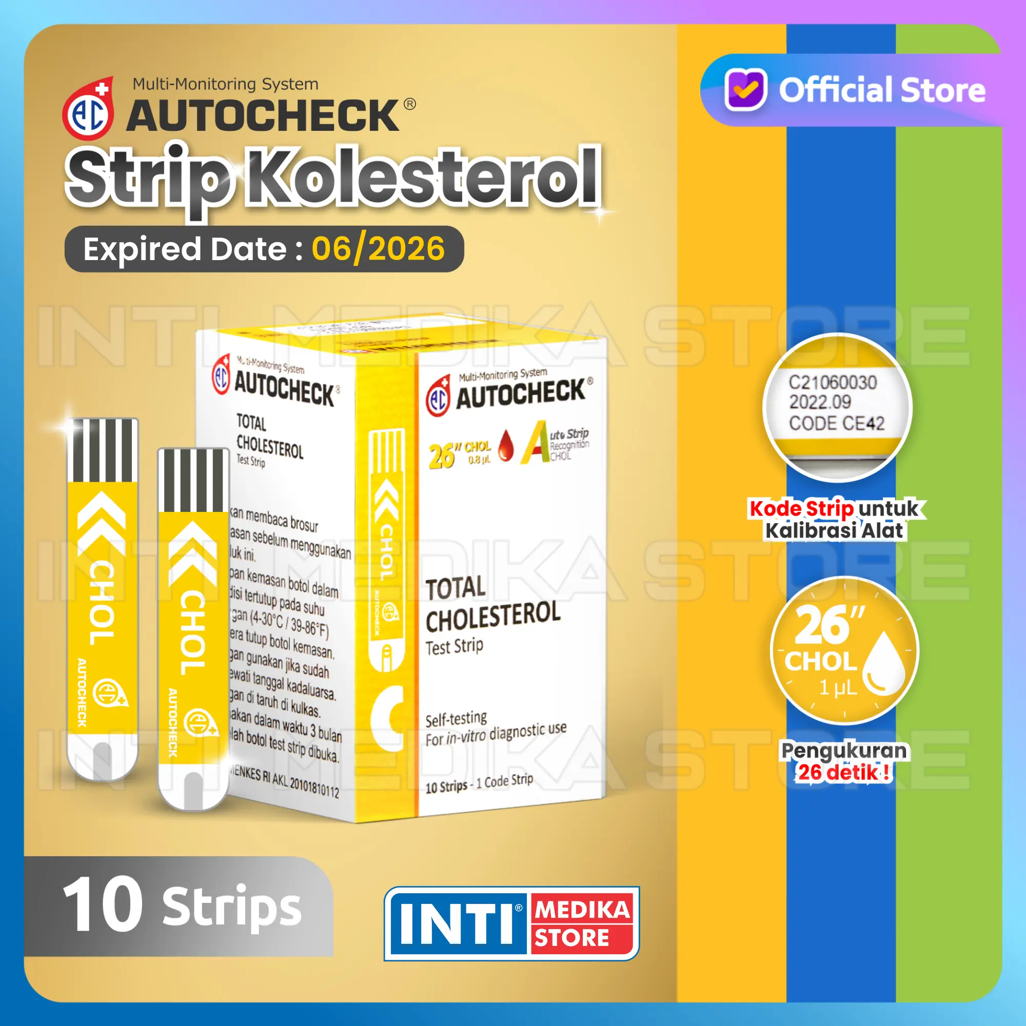 AUTOCHECK - Strip Kolestrol Isi 10 pcs | Refill Cholesterol Test Strip