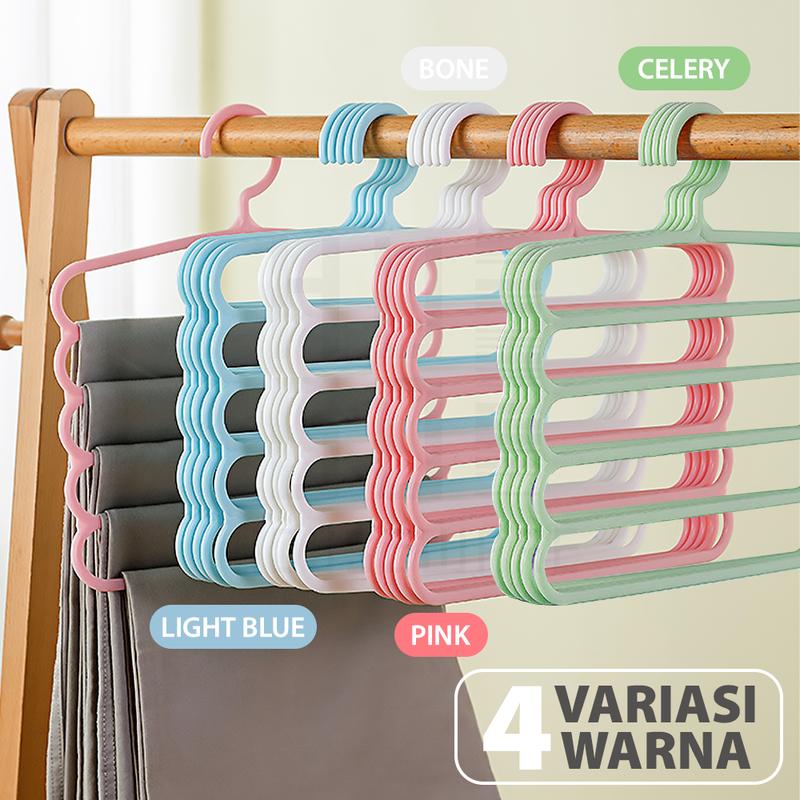 Product Introduction of HUGO Gantungan Hanger 5 Susun Serbaguna Gantungan Jilbab Gantungan Celana Baju Pakaian Plastik Multifungsi 44