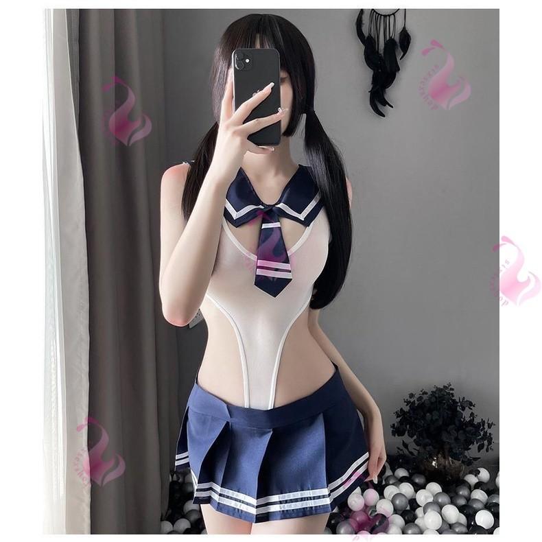 Lingerie Sexy Japanese Manis Siswa Cosplay Seksi hot Set Jumpsuit Rok Mini 3A211 Lingerie Hot Cosplay Kostum Seragam Setelan Sekolah Jepang Import 5