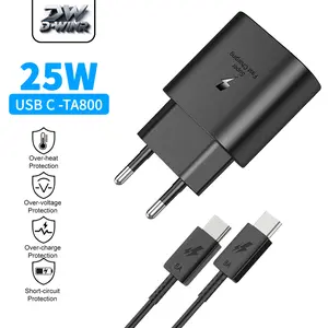 D-WINR Charger TA-800 25W Super Fast Charging Kabel Data Type C to Type C untuk Samsung Vivo Oppo iPhone Android Adaptor Charger dengan Perlindungan Ganda dan Inti Tembaga Murni Pengisi Cepat dan Aman