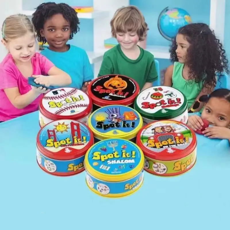 Spot It Dobble Find It Game Gia Đình Tập Hợp Lễ Hội Sinh Nhật Đảng Đồ Chơi Trẻ Em Bảng Trò Chơi Bộ Bài Thẻ BàiThẻ trò chơi giải đố tiệc nhiều người chơi Iron Box Find Your Sister, Thẻ trò chơi cha mẹ-con cái 0