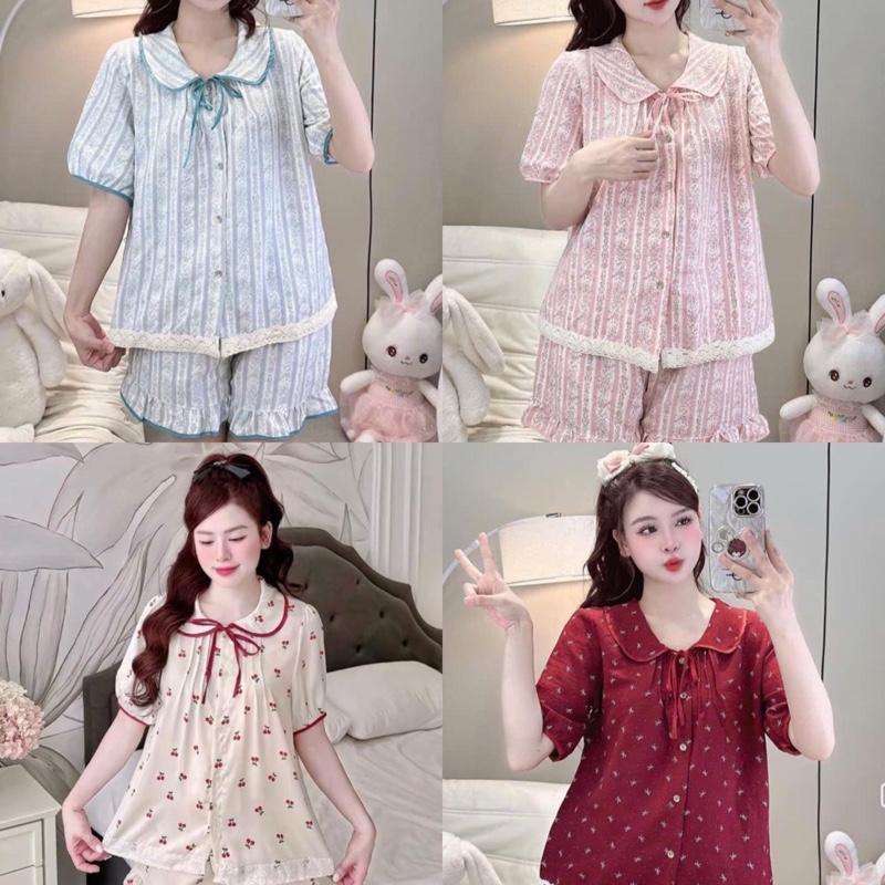   DEAL ĐỘC QUYỀN * ĐỒ BỘ NANA Pijama  Bộ đồ nữ pijama đùi cổ sen nơ lụa latin cao cấp 