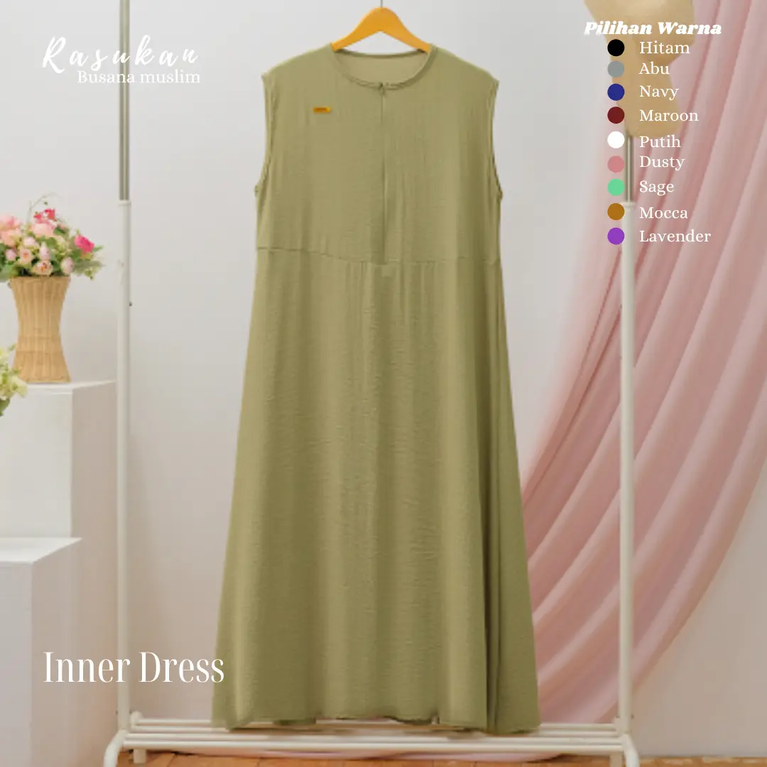 Inara Inner Dress Crinkle Airflow Polos kekinian terbaru