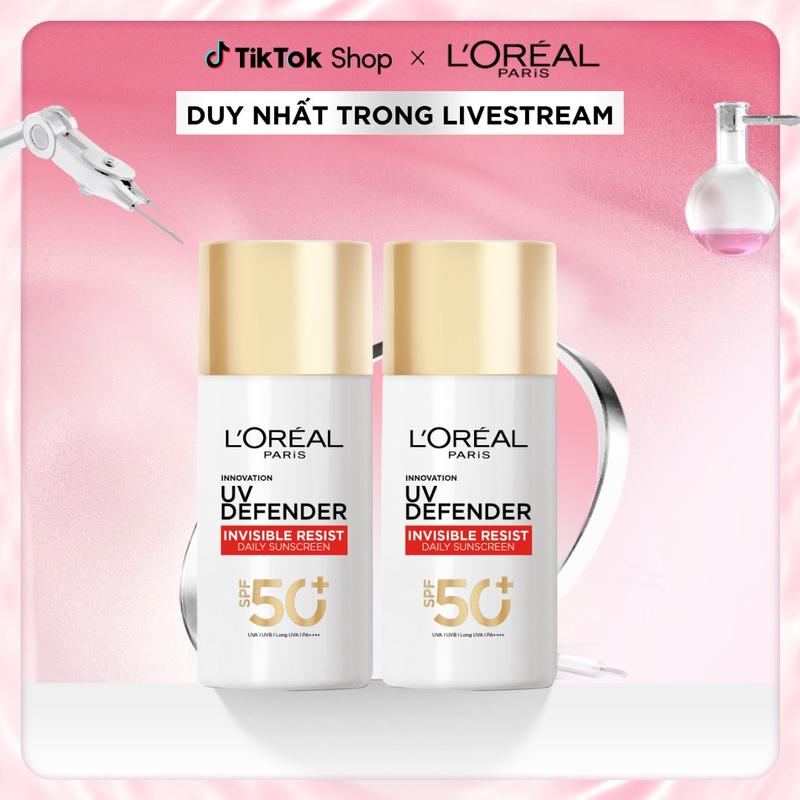Bộ 2 Sữa Chống Nắng Phổ Rộng Vô Hình Thoáng Da, Kháng Mọi Tác Động Uv Defender Invisible Resist L’oréal Paris 50ml Spf 50+ Pa++++ (50ml x 2) Skincare
