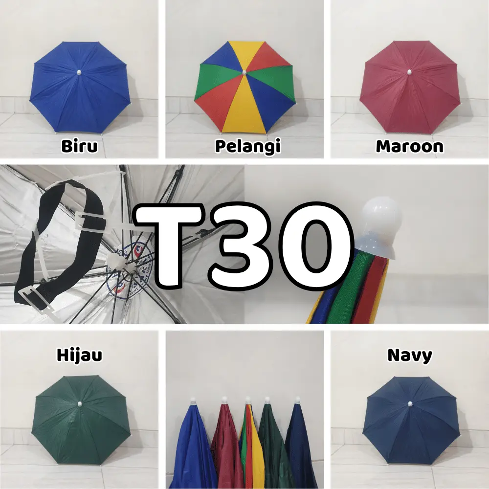 [Fiiyasshop] Payung Topi T30 Luar Warna Dalam Silver