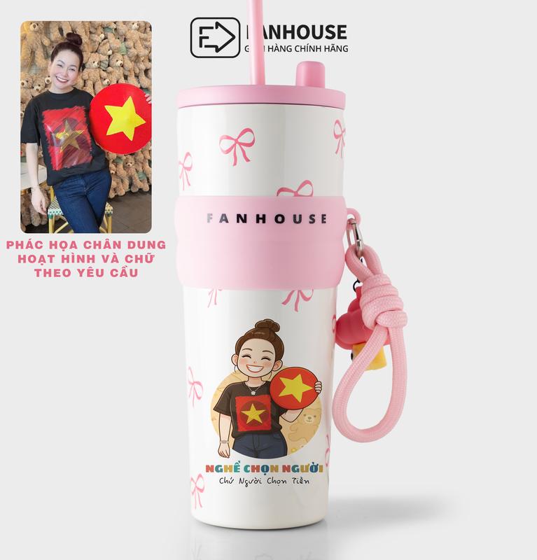   In Ảnh Chân Dung  Ly giữ nhiệt Candy inox 316 cao cấp bình giữ nhiệt 710ml có ống hút Fan House khắc tên theo yêu cầu 