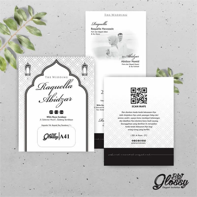 UNDANGAN PERNIKAHAN MEWAH GLOSSY BW - UNDANGAN NIKAH GLOSSY BW A41-A50 4
