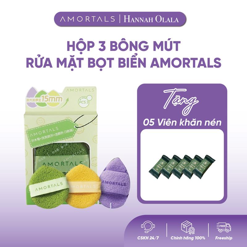 (HO) Bông Mút Rửa Mặt Bọt Biển AMORTALS Làm Sạch, Rửa Mặt Nạ Bùn (ver1 -3c)
