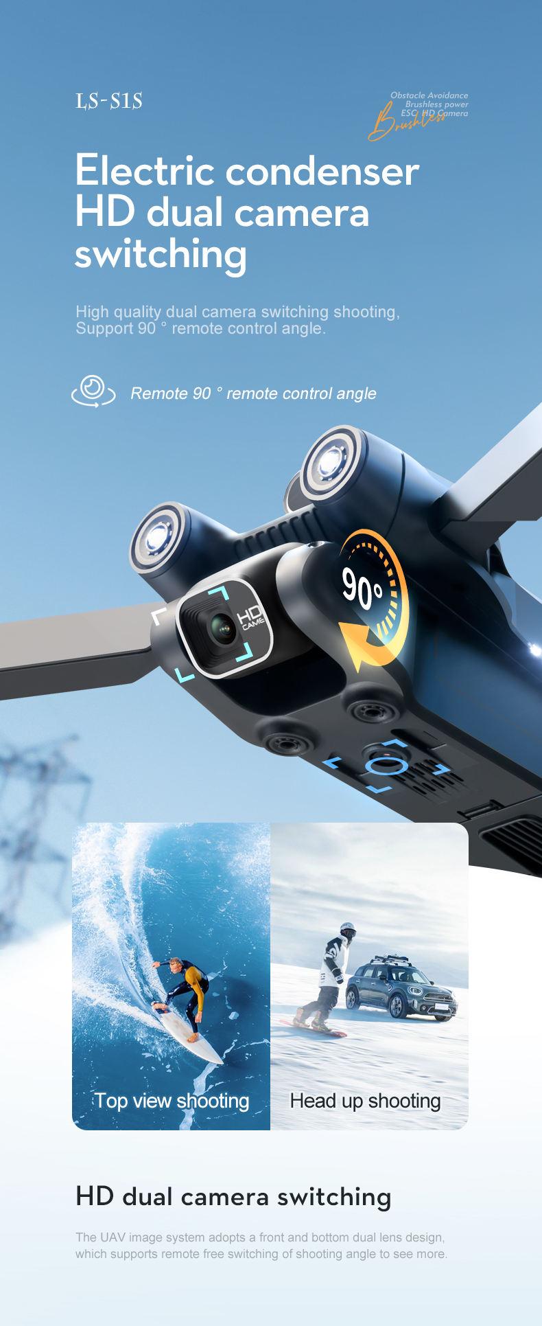 Product Introduction of [KYOPCE] S1S Brushless Drone 4k Professional 8K HD Camera 5G Wifi FPV Obstacle Avoidance Aerial Photography Foldable Quadcopter RC Dron 6