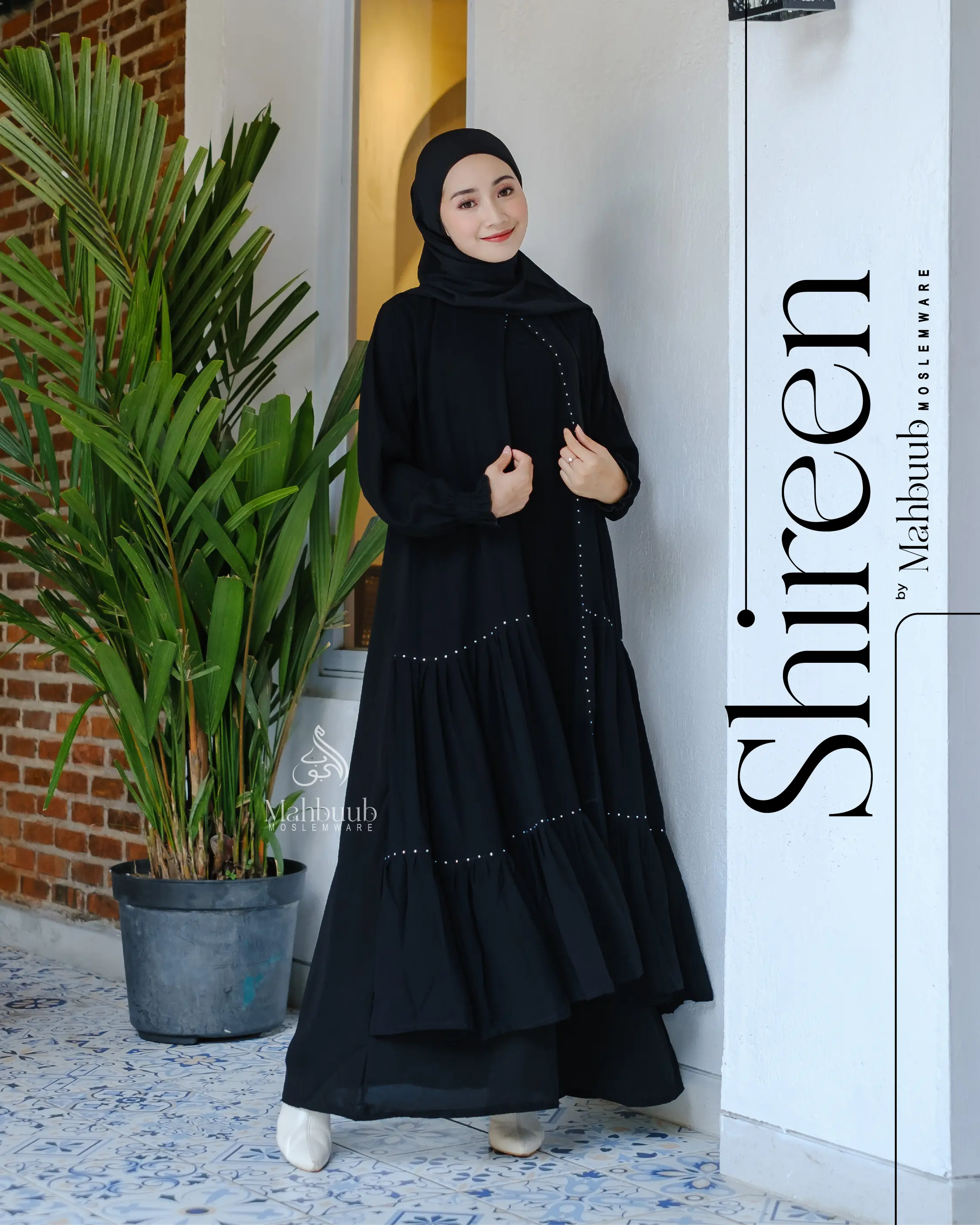 Exclusive Abaya Hitam 851 Bahan Jet Black Saudi Kwalitas Boutique Abaya Maxidress Arab Saudi by MahbuubCollection