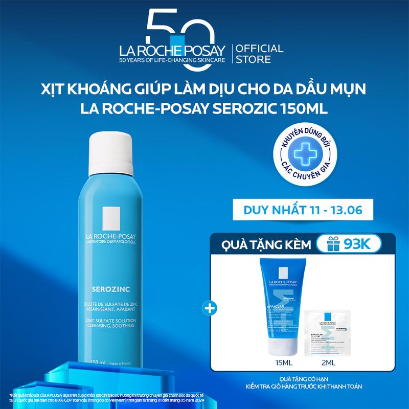 Xịt khoáng giúp làm sạch & làm dịu cho da dầu mụn La Roche Posay Serozinc 150ML