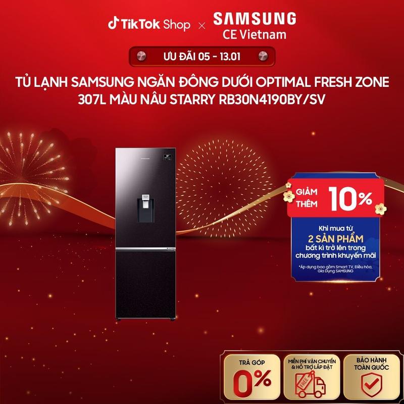   Freeship  Tủ Lạnh Samsung Ngăn Đông Dưới với Optimal Fresh Zone 307L màu Nâu Starry RB30N4190BY SV - Giao hàng sau 15 ngày 