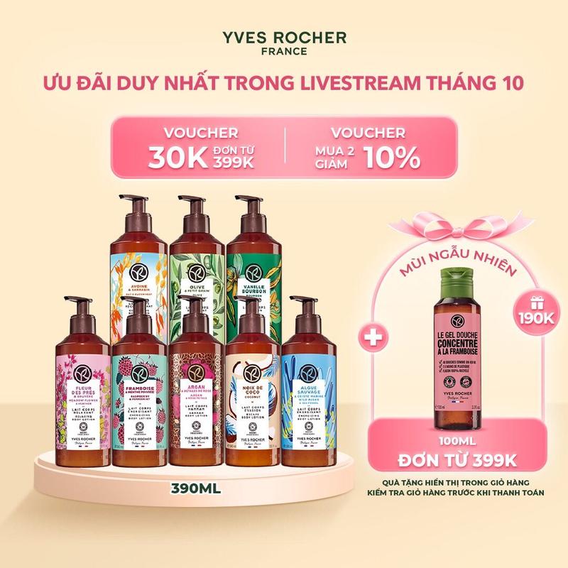 [Livestream] Sữa Dưỡng Thể Thiên Nhiên Yves Rocher Body Lotion 390ml (đa dạng mùi hương)
