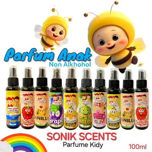 Paket 10pcs Parfum Kidy Bpom Parfum Anak Non Alkhohol Mengandung Niacinamide dan Castor Oil Membantu Mencerahkan Kulit Serta Membantu Mencegah Iritasi Kulit Anak Perfume Wangi Anggur Banana Mango Red Wanginya Vanila