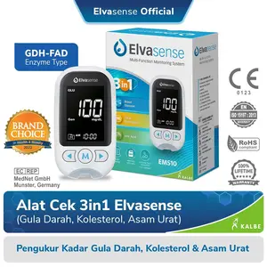 Elvasense Alat Cek 3in1 (Gula Darah, Kolesterol, Asam Urat) - Strip Dikemas Satuan Higienis & Akurat