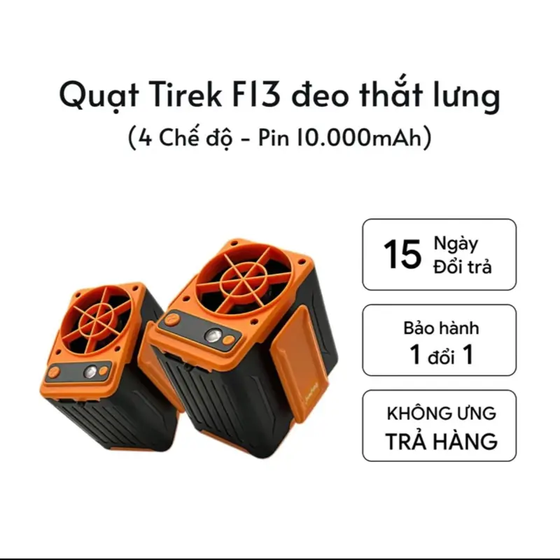 Quạt Mini Đeo Thắt Lưng TireK F13 - Quạt Làm Mát Lưng. Chạy Liên Tục 12 -48h. Tích Hợp Sạc Dự Phòng 10000mAh. BH 6 Tháng- Tặng Dây Đeo Thắt Lưng