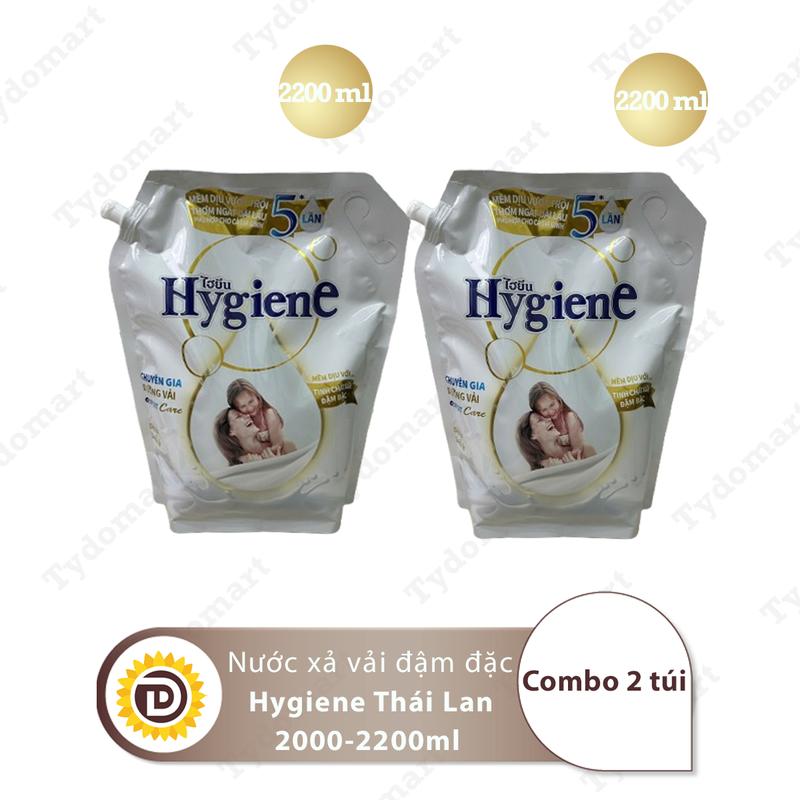 Combo 2 Túi Nước Xả Vải Hygiene Màu Trắng Dung Tích 2200ml/Túi Giúp Làm Thơm và Mềm Quần Áo