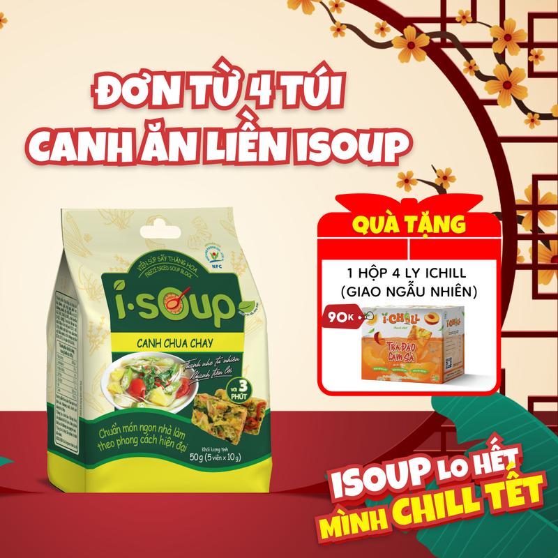 Canh Chua Chay ISOUP 50g 05 Viên - Canh Ăn Liền Sấy Thăng Hoa
