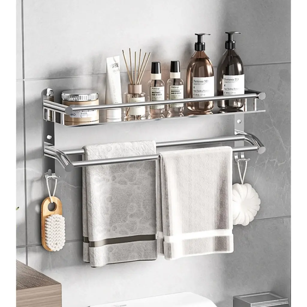 Stainless Rak Kamar Mandi Dinding Rak Sudut Rak Susun 1-3 Lapisan 40cm Rak Handuk Rak