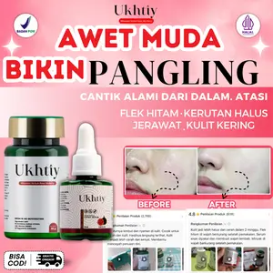 Paket Hemat Ukhtiy - 1 Botol Serum ukhtiy Menutrisi Kulit Isi 20ml, 1 botol Collagen Ukhtiy menghilang kan Jerawat,Menghilangkan Flek Hitam isi 55gr