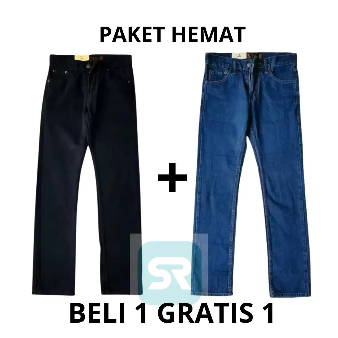 CUCI GUDANG BELI 1 GRATIS 1 Celana Jeans Panjang Pria Dewasa Pola Standar Reguler Terberu