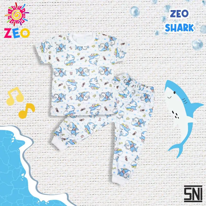 ZeoBabyKids Piyama Lengan Pendek Anak Dan Bayi 1 - 4 Tahun Bahan Katun Laki-Laki Cotton Newborn Kancing PPD 3