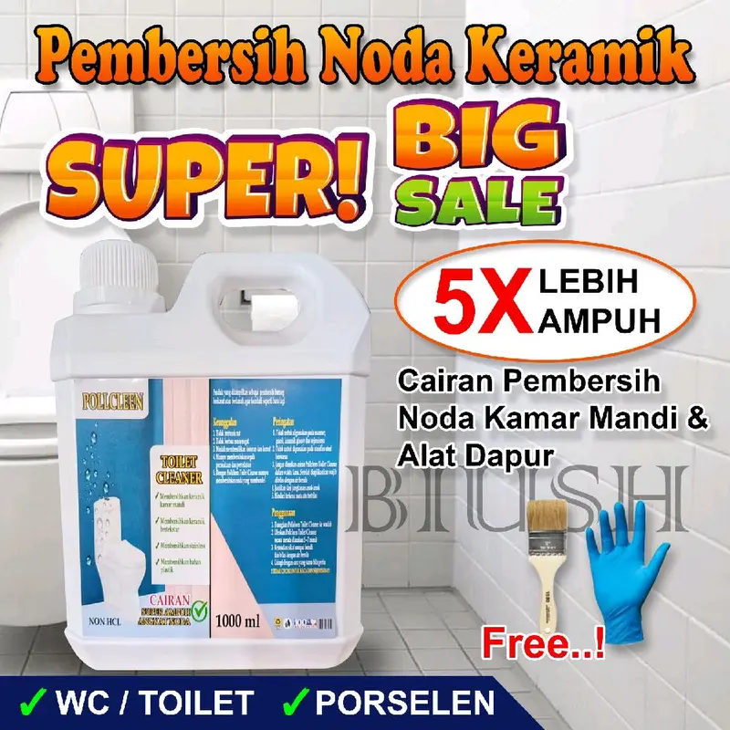 POLLCLEEN TOILET CLEANER PEMBERSIH NODA KERAK KAMAR MANDI ISI 1000ML cairan  pembersih 4