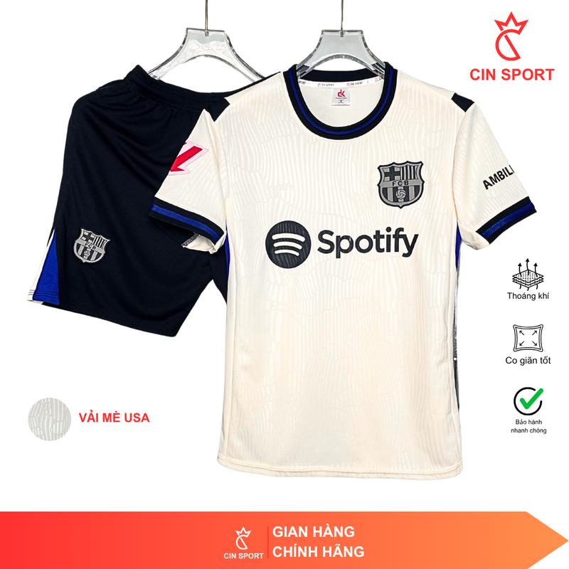 TOP BỘ QUẦN ÁO BÓNG ĐÁ BARCA MÙA MỚI NHẤT CHẤT VẢI MÈ USA CAO CẤP, CO GIẢN,THOÁNG KHÍ, KHÔNG PHAI, KHÔNG BONG TRÓC, LOGO THÊU. CIN SPORT Nam Top Trang Phục Quần