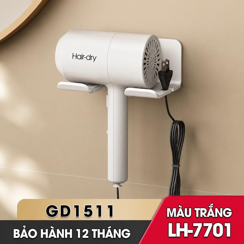 Giá treo máy sấy tóc dán tường kèm treo phích an toàn tiện lợi gdgs1511