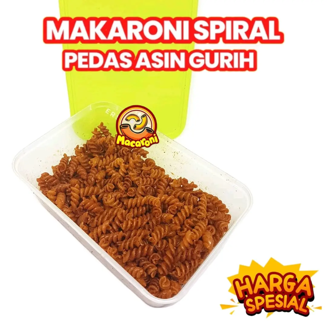 1 Kg Makroni Spiral Bumbu Pedas Daun Jeruk / Makroni Uril Cemilan Food Snack Asin Keripik Makanan Kering Crispy Camilan Ayam