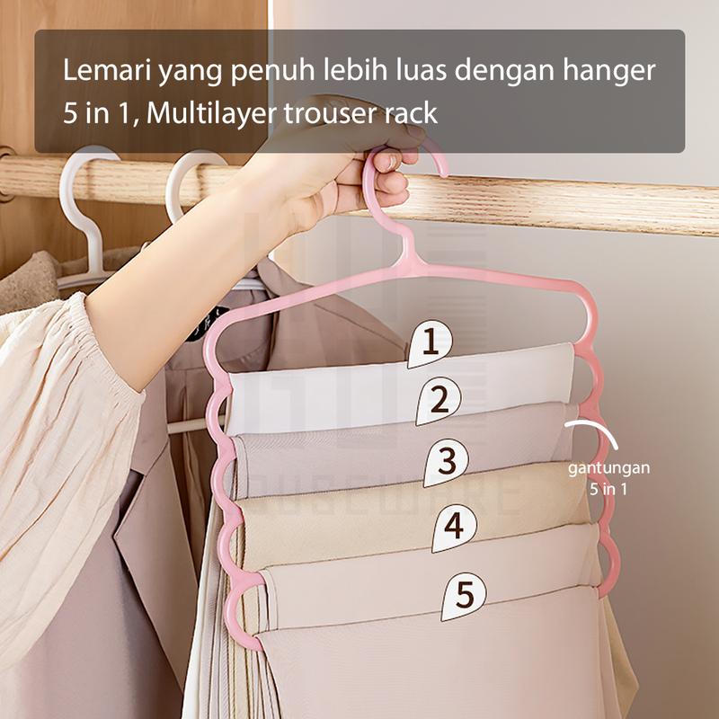 Product Introduction of HUGO Gantungan Hanger 5 Susun Serbaguna Gantungan Jilbab Gantungan Celana Baju Pakaian Plastik Multifungsi 33