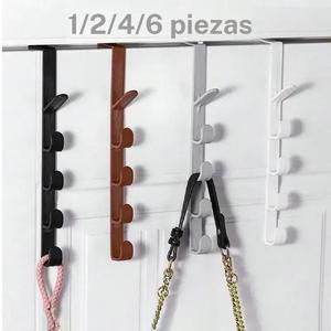 1/2/4/6pcs Ganchos largos en fila atrás de la puerta, Perchero para bolsas, Estante para ropa en dormitorio, Organizador montado en la pared, Gadget de almacenamiento para sombreros