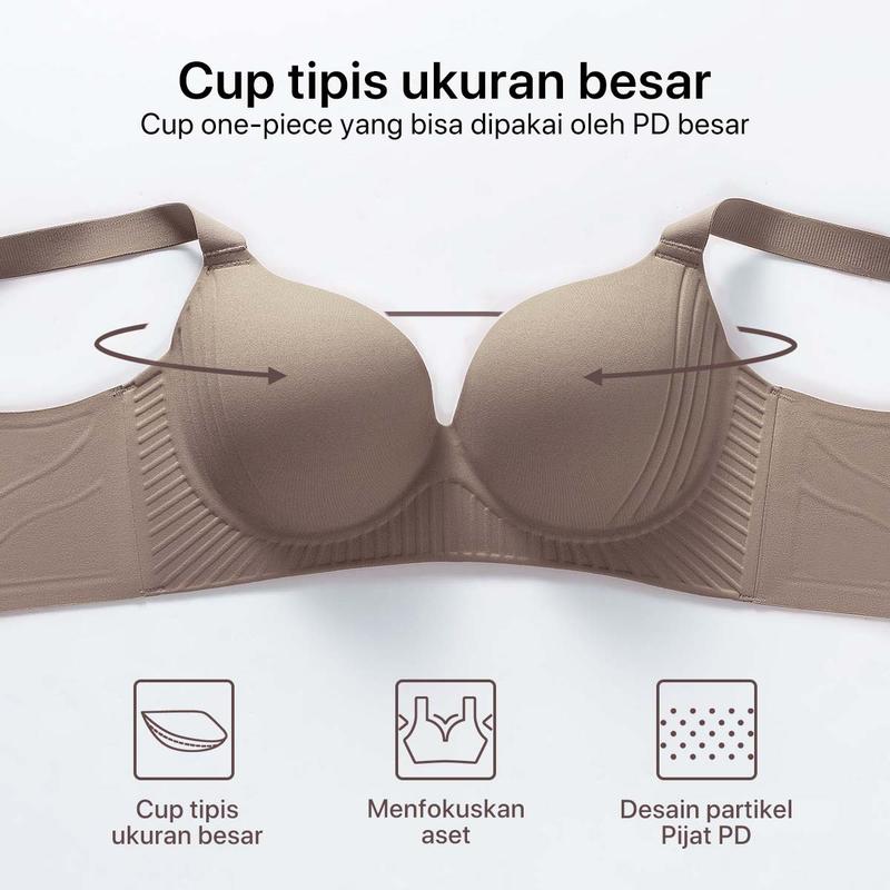 GRENEY-Gbras-Bra One Piece Warna Bh Wanita Beha Tanpa Kawat Cewek Lingerie Push up Berbentuk dan Nyaman Basic Plain  Push up Busa Tingkatkan Mengumpulkan PD Wireless Seamless Tipis-89849 2
