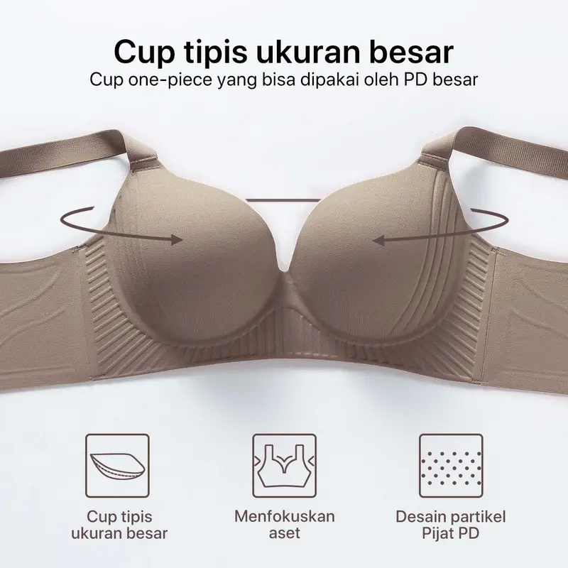 GRENEY-Gbras-Bra One Piece Warna Bh Wanita Beha Tanpa Kawat Cewek Lingerie Push up Berbentuk dan Nyaman Basic Plain  Push up Busa Tingkatkan Mengumpulkan PD Wireless Seamless Tipis-89849 2