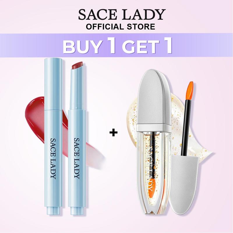 LIVE MUA 1 MIỄN PHÍ 1 Son bóng dưỡng ẩm không dính SACE LADY + Dầu dưỡng môi lâu trôi Mỹ phẩm trang điểm môi