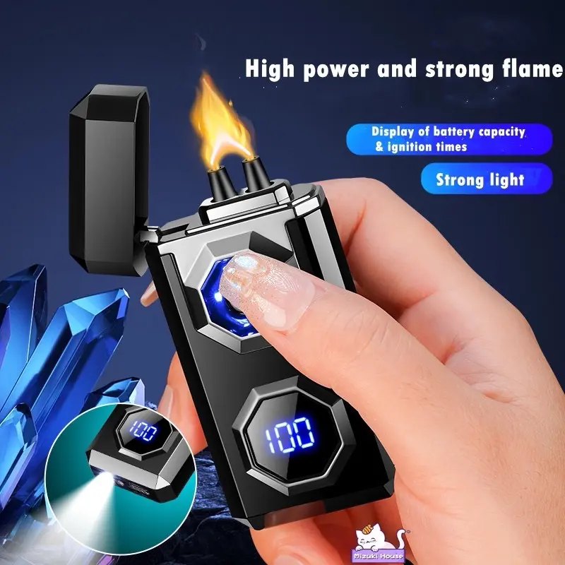 TH631Electric Arc Lighter with Light Charging Lighter Windproof Double Arc Lighting Integrated Creative for Boyfriend