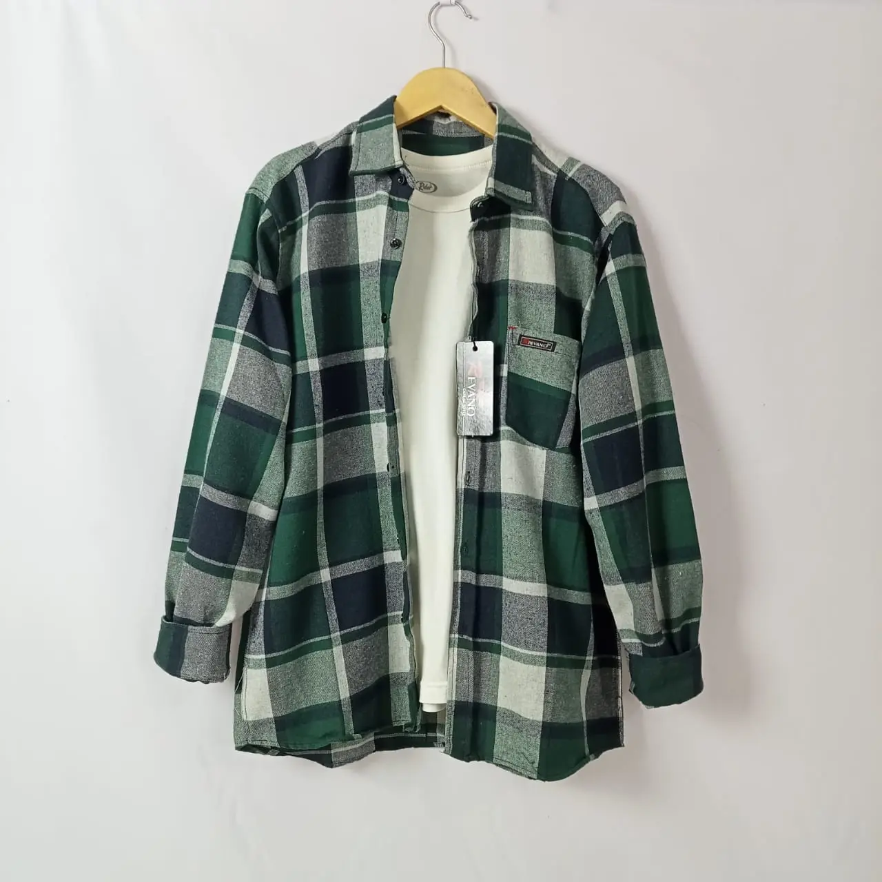 KEMEJA DISTRO FLANEL JUMBO PRIA DAN WANITA LENGAN PANJANG Kerah Kombinasi