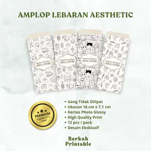 [Bisa CUSTOM tulisan] Amplop lebaran amplop uang THR desain doodle aesthetic terbaru 2026 isi 12pcs - 20pcs Ukuran besar High Quality Print || Berkah Printable
