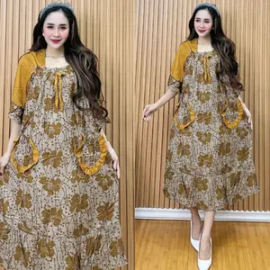 Dress //daster  fuji saku 2 motif  kembang sepatu//baju tidur// daster rayon premium