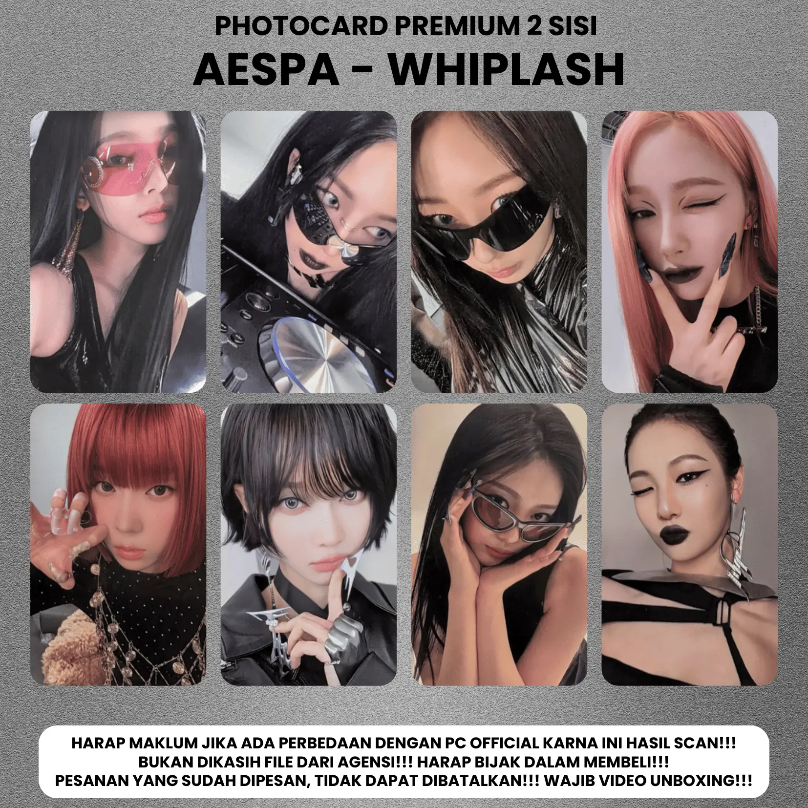 (ISI 4 PCS) Photocard AESPA WHIPLASH - Potocard PC Premium 2 Sisi Kartu Kpop Merch Unofficial